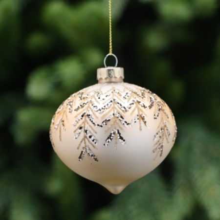 Glass Onion Christmas Bauble (8cm) - Matt Gold / Twine Leaf