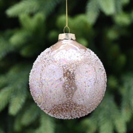Glass Ball Christmas Bauble (10cm) - Iridescent Gold / Glitter
