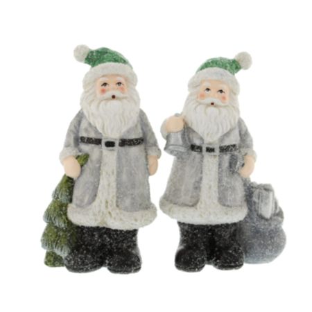 Grey/Green Santa Christmas Decoration - Assorted (15cm)