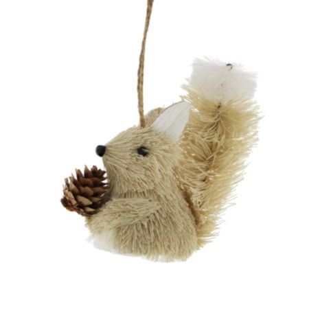Hanging Christmas Ornament (12cm) - Bristle Squirrel with Pinecone