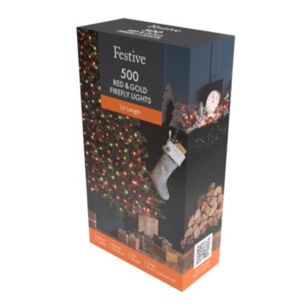 Christmas Tree Firefly Lights | 500 LEDs - Red & Gold