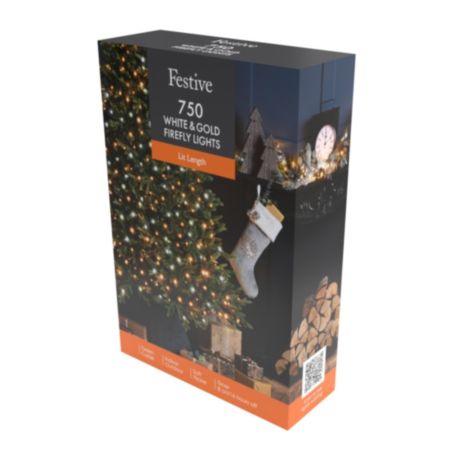 Christmas Tree Firefly Lights | 750 LEDs - White & Gold
