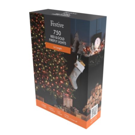 Christmas Tree Firefly Lights | 750 LEDs - Red & Gold