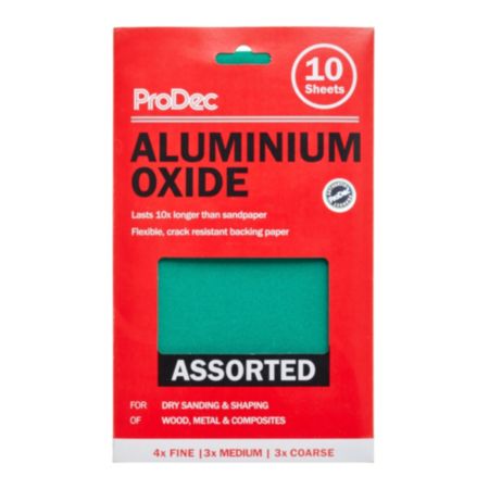 ProDec Aliminium Oxide Sandpaper (Assorted Sheets) - 10 Pack
