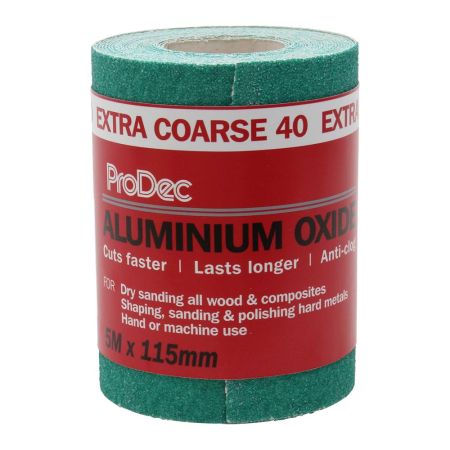 ProDec Green Aluminium Oxide 5m Roll 40 Grit Extra Coarse Grade