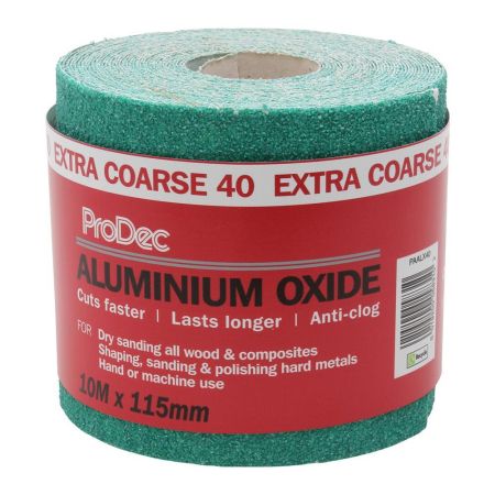 ProDec Green Aluminium Oxide 10m Roll 40 Grit Extra Coarse Grade