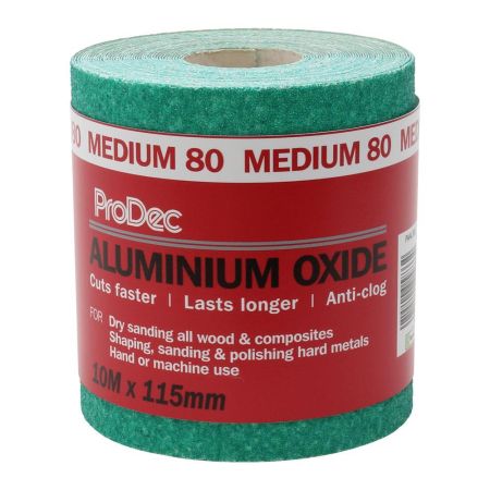 ProDec Green Aluminium Oxide 10m Roll 80 Grit Medium Grade