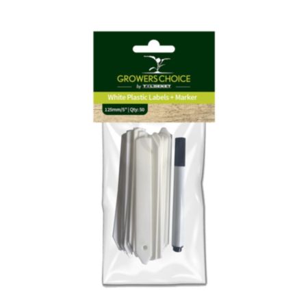White Plastic Labels 5" (125mm) + Marker