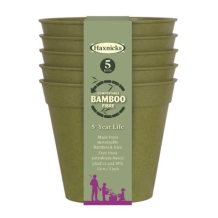 5" Bamboo Pot - 5 Pack - Sage Green