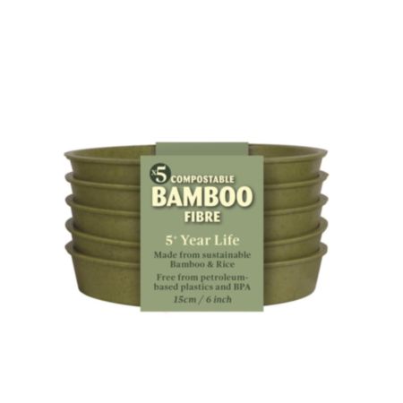 6" Bamboo Saucer - 5 Pack - Sage Green