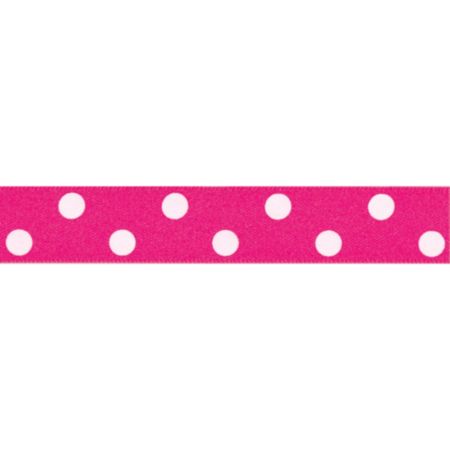 Berisfords Polka Dot Ribbon | 20m x 15mm (Shocking Pink)