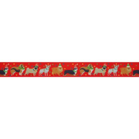 Berisfords Ribbon - Festive Pets | 25m x 25mm (Red)