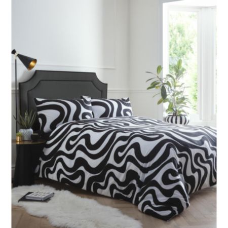 Portfolio Retro Waves Duvet Set - Black