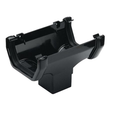 Floplast Black Square Gutter Running Outlet - 114mm (ROS1 BL)