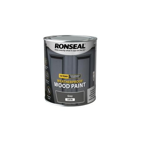 Ronseal Grey 10 Year Weatherproof Wood Paint Satin 750ml