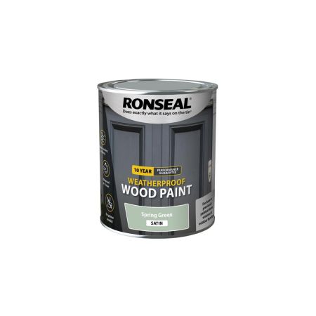 Ronseal Spring Green 10 Year Weatherproof Wood Paint Satin 750ml