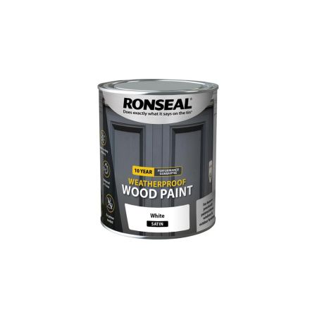 Ronseal White 10 Year Weatherproof Wood Paint Satin 750ml