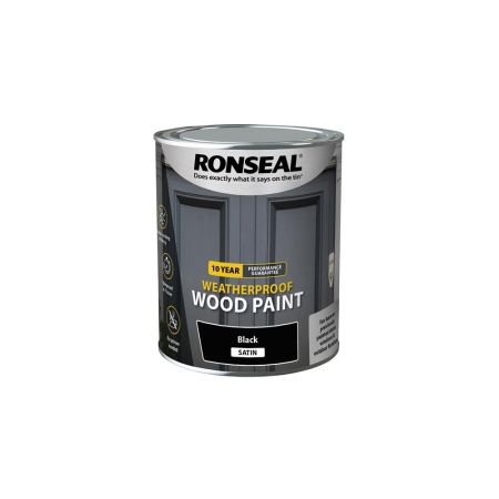 Ronseal Black 10 Year Weatherproof Wood Paint Satin 750ml