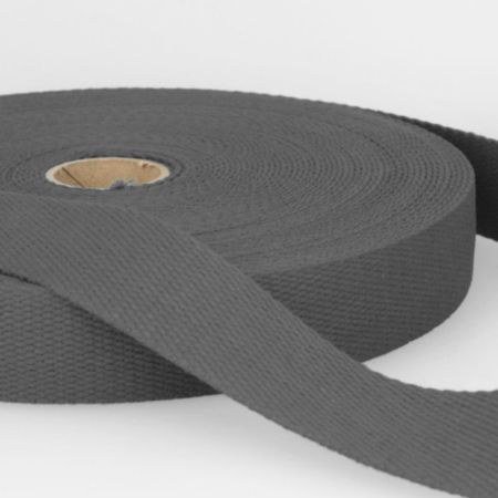 Cotton Webbing Trim | 20m x 25mm - Grey Black