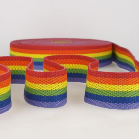 Striped Webbing Trim | 20m x 40mm - Rainbow