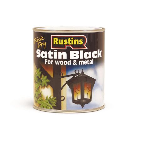 Rustins QuickDry Satin Paint Black 500ml