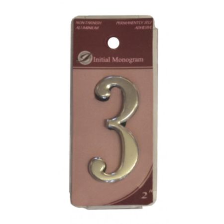 2" Silver Effect Numeral 3 Door Number