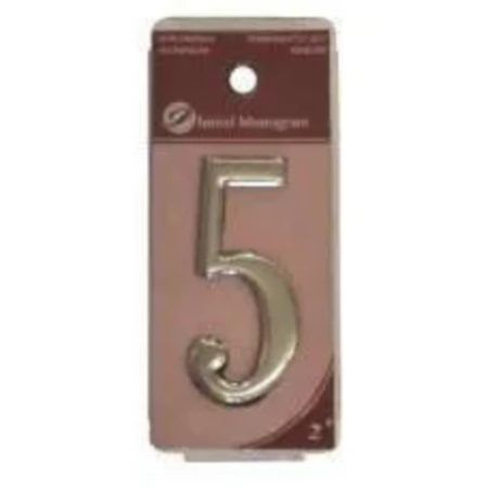 2" Silver Effect Numeral 5 Door Number
