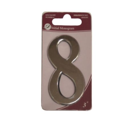 3" Silver Effect Numeral 8 Door Number
