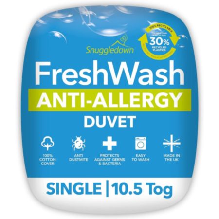Snuggledown FreshWash Anti-Allergy Duvet Single 10.5 Togs