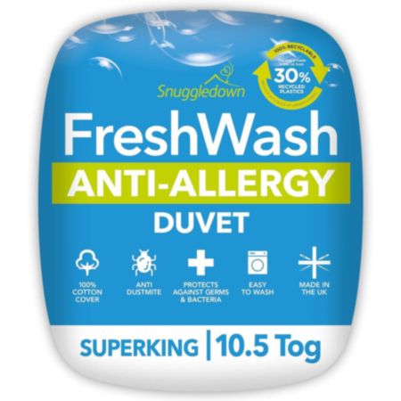 Snuggledown FreshWash Anti-Allergy Duvet Superking 10.5 Togs