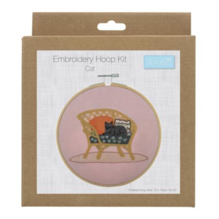Cat Embroidery Kit with Hoop