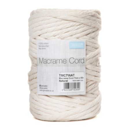 Macramé Cotton Cord | 50m x 7mm (0.5kg) - Natural