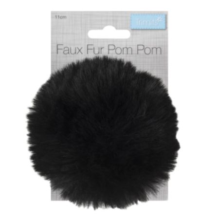 Faux Fur Pom Pom (11cm) | Black