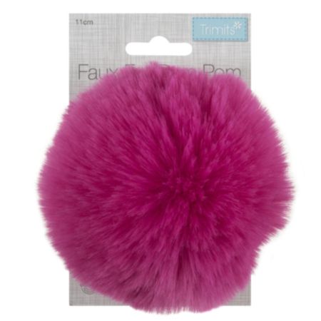 Faux Fur Pom Pom (11cm) | Cerise