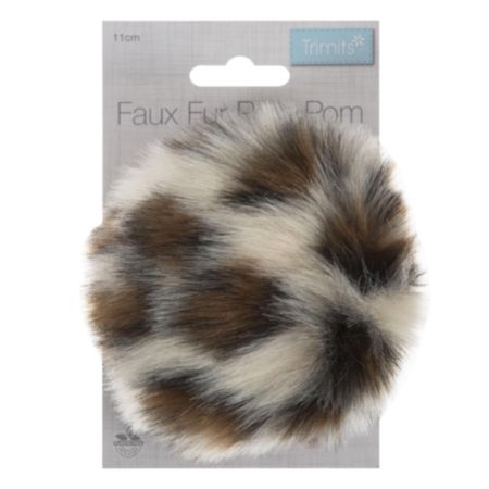 Faux Fur Pom Pom (11cm) | Natural Leopard