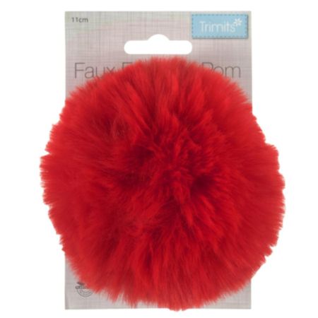 Faux Fur Pom Pom (11cm) | Red