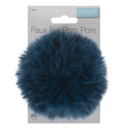 Faux Fur Pom Pom (11cm) | Teal