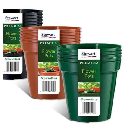 Five 12.7cm (5") Flower Pots Terracotta