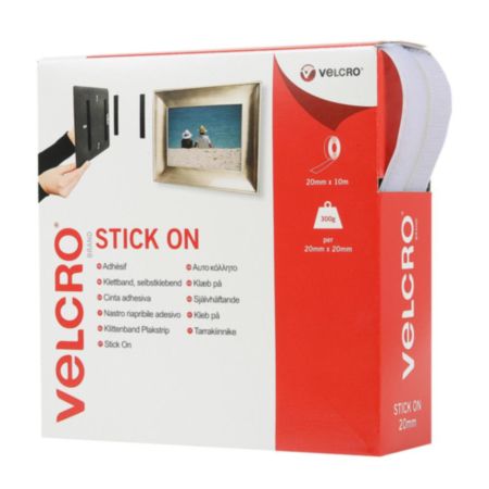 Velcro Hook & Loop Stick-on Tape - White (20mm)