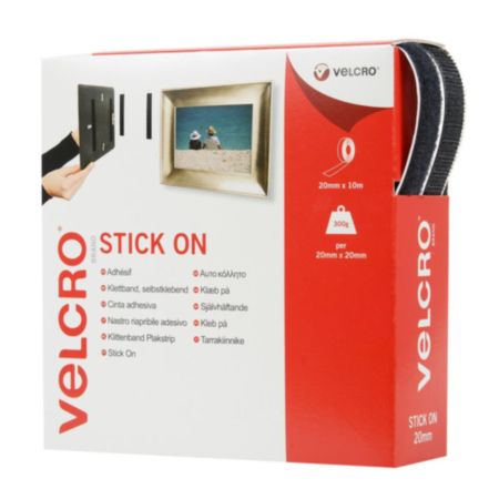 Velcro Hook & Loop Stick-on Tape - Black (20mm)