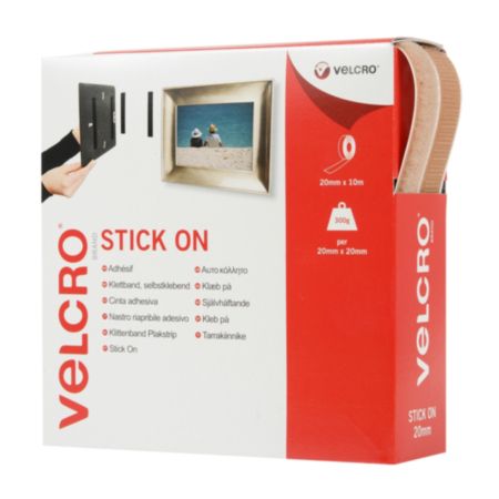 VELCRO® BRAND Stick on Hook & Loop Tape - 10m x 20mm (Ecru)