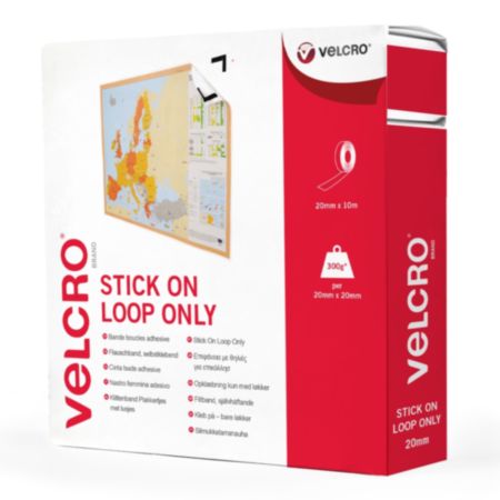 VELCRO® BRAND Stick on Tape | Loop Only - 10m x 20mm (White)