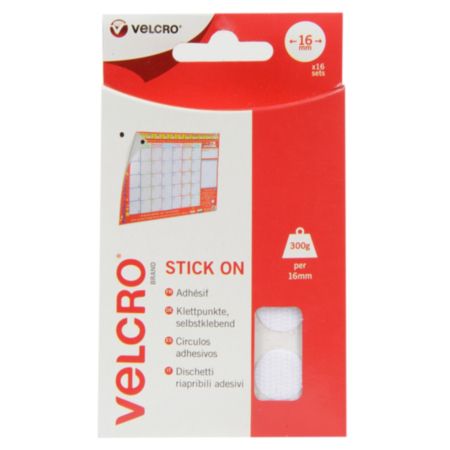 VELCRO® BRAND Stick on Coins - 16mm (White)