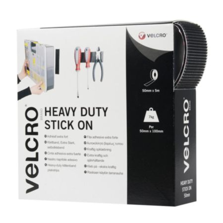 Velcro Heavy Duty Stick-on Tape - Black (50mm)