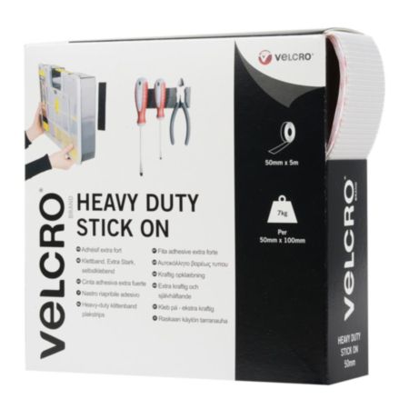 Velcro Heavy Duty Stick-on Tape - White (50mm)