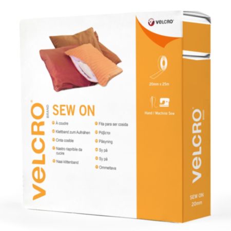 VELCRO® BRAND Hook & Loop Sew-On Tape - 25m x 20mm (White)
