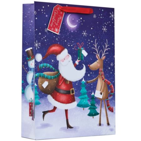 Christmas Gift Bag - Santa & Rudolph (Extra Large)