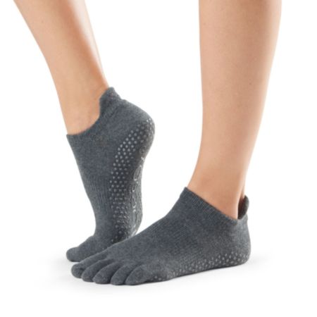 Full Toe Low Rise Grip Socks - Charcoal Grey (Medium)