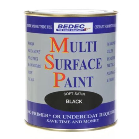 Bedec Multi Surface Paint Soft Satin Soft Black 750ml