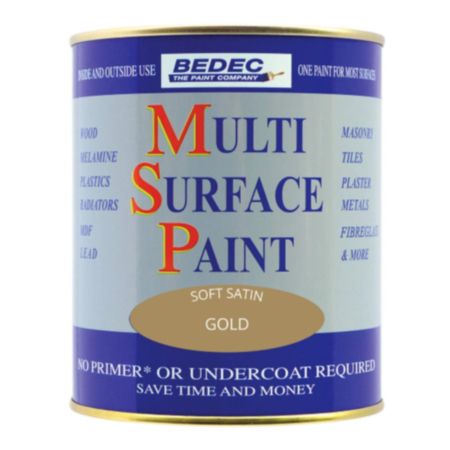 Bedec Multi Surface Paint Soft Satin Gold 250ml